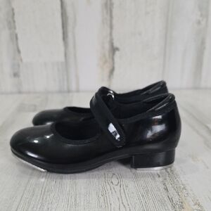 Stelle Black Patent Mary Jane Tap Dance Shoes Hook and Loop Strap Size 11
